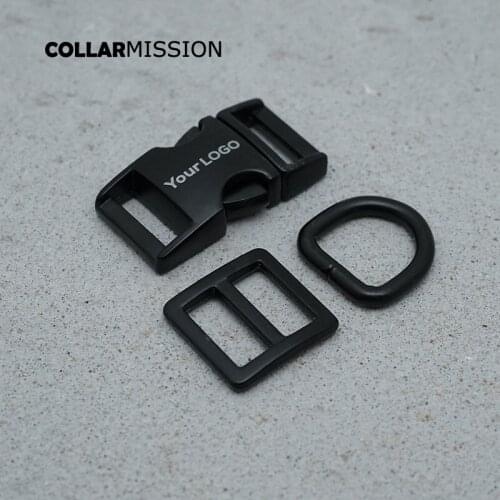 Engraving(metal buckle+Tri-Glid+D ring/set) retailing black 15mm for DIY dog collar set harness high quality DIY parts