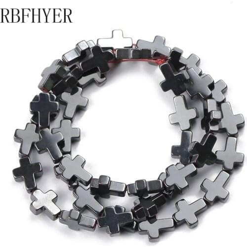 Jesus cross Black Hematite Beads Spacer Loose beads Accessories for Jewelry Bracelet necklace Making Diy Stone 4/6/8/10/14mm