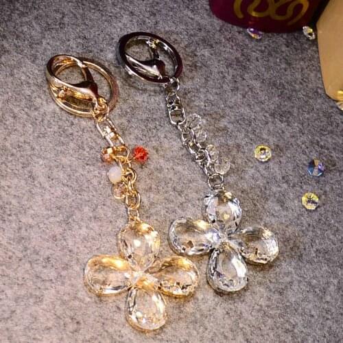 Exquisite Crystal Lucky Clover Statue Crystal Key Gift Womens Bag Ornaments Metal Chain King Home Decoration Gift