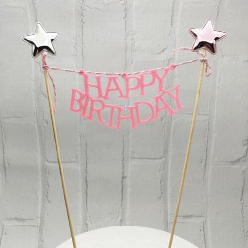 Crown Star Colorful Gold Happy Birthday Cake Toppers Baby Shower Kids Birthday Party Favors Decorations Cake Decoration Supplies