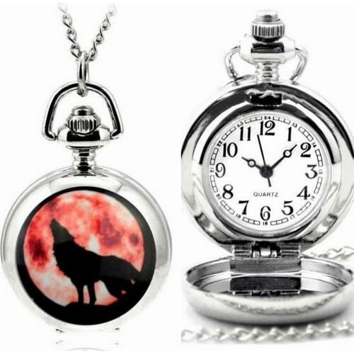 Small Silver Quartz Pocket Watch Chain Necklace Vintage Pendant Clock Gift Necklace Fob Watches Jewelry Accessories
