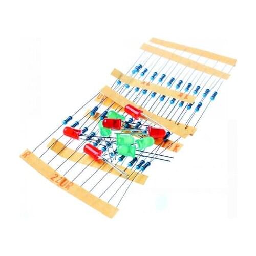 50pcs 1K 10K 100K 220 Ohm 1/4W Metal Film Resistor and Led KIT for Raspberry Pi