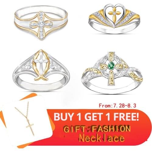 Fashion Silver Gold Rings for Women Cross Shape Ring Zircon Finger Ring Men Wedding Band Party Accessories Gift anillos bijoux
