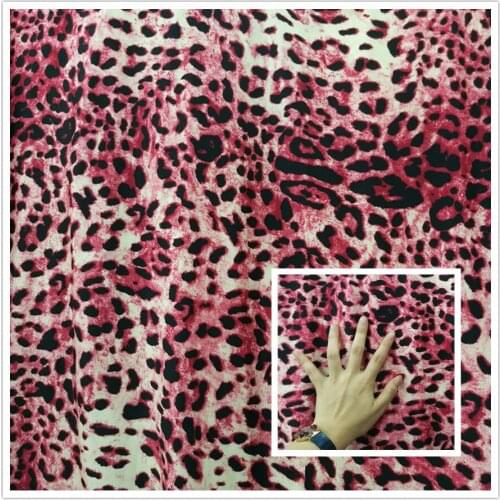 Pink Leopard Printed Soft Fabric 4 Side Stretch Swimwear Micro Fiber Knitted Fabric DIY Sewing Stage Tights Sportwear