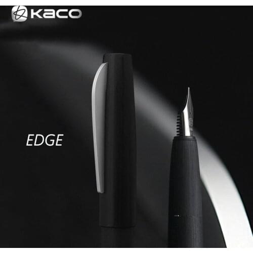 KACO EDGE Brushed Matte Fountain Pen Schmidt EF/F/M Nib 1PC Original Schmidt Converter Black/Coffee/Blue Ink Pen with Gift Box