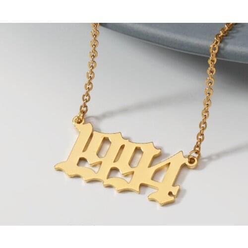 New Hot Sale Old English 1990~2020 Number Pendant Necklaces For Women Men Jewelry Anniversary Birthday Couple Best Friend Gifts