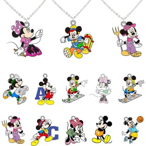 Disney Mickey Mouse Playing Ball Running Shape Pendant Necklace Epoxy Necklace Jewelry Resin Tasteful Gifts for Couples