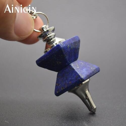 Variety NaturalSemi-precious Stone Lapis Double Trapezoid Shape Soul pendulum pendants Fashion Jewelry Making Findings