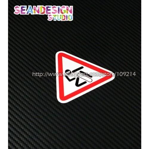 Warning Mark motorcycle bends motobike Helmet Sticker Decals Waterproof 06