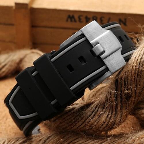 Silicone rubber watchband for T-i-ssot/ Kutu T035 mens C-I-TIZEN Blue Angel rudder belt news riding 23 24mm watch strap chain