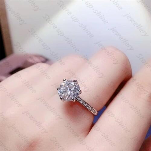 Luxury atmosphere womens 925 silver Moissan diamond ring engagement party gift jewelry
