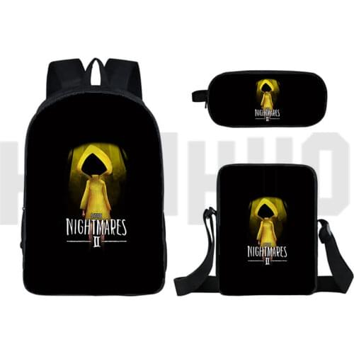2021 Game Little Nightmares 2 Backpack 3pcs Storage bag Children Unisex large capacity Waterproof Travel Bag women cosmetic bag