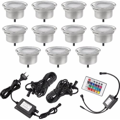 Silver Kitchen Bathroom Waterproof Decorative Floor Deck Lamp Led Garden Lights Outdoor Recessed Led Lighting 10pcs/set F104-10