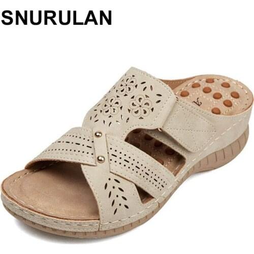 SNURULANWoman Sandals Wedge Heel Casual Sewing Women Shoes Female Sandals Fashion Shoes Ladies Casual Footwear Chaussures Femme