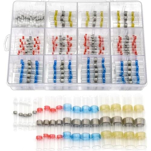 500/300/200Pcs Heat Shrink Butt Crimp Terminals Waterproof Solder Seal Electrical Butt Connectors Wire Cable Splice Terminal Kit