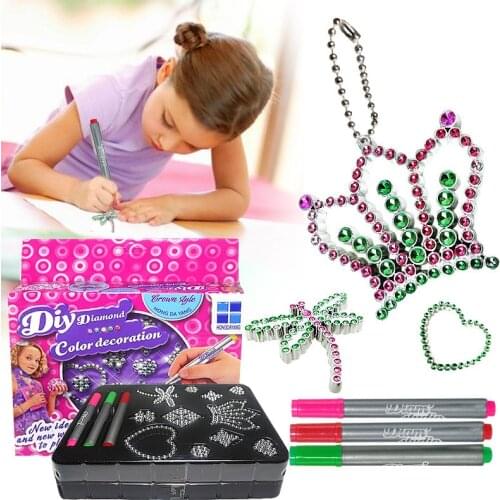 [ Funny ] New ways to play DIY diamond color decoration set toy paint learning coloring Drawing ornament toy child girl gift