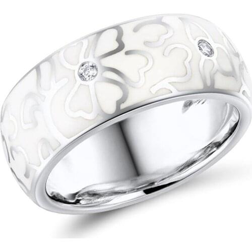 Personalized Retro Handmade Ceramic Ring For Women Elegant White Flowers Imitation Porcelain Ring Wedding Party Jewelry