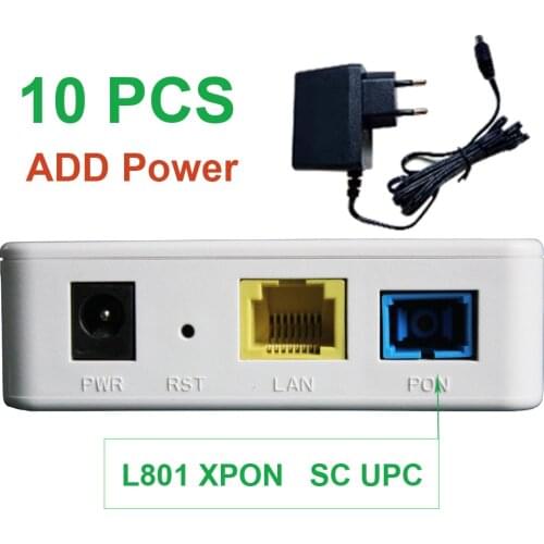 10pcs L801 XPON GPON EPON ONU Router with 1 PON & 1 Giga Port Sc Apc Sc Upc HG8010H 1GE With Power