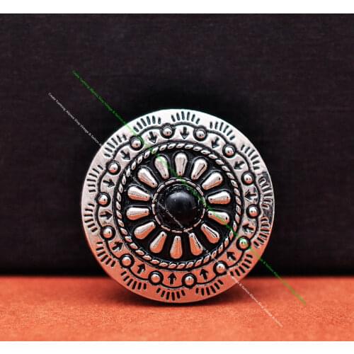 10X Southeast Tribal Silver Flower Turquoise Bead Leathercraft Luggage Bag Leather Case Garment Sewing Concho Button