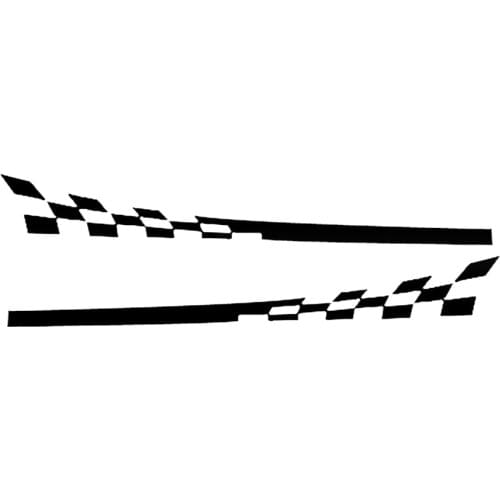 2 Pieces Racing Wavy Checkered Flag Side Stripes Decals for Mitsubishi Cool Design