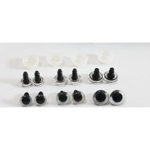 20pcs/lot 12mm-35mm clear3D plastic safety toy eyes long stem & washer--size option
