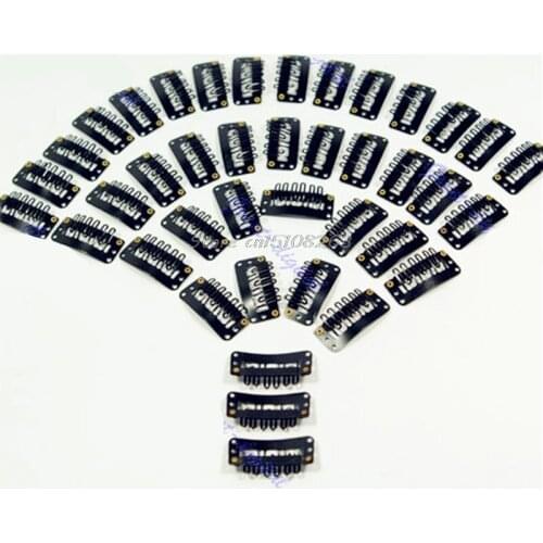 40Pcs 32mm Black Snap Clip For Hair Extension wig weft #Y207E# Hot Sale