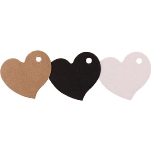 50pcs 4.5x4cm Kraft Paper Heart Cardboard Blank Label Blessing Card Baking Cake Listed DIY Price Gift Label Party Supplies