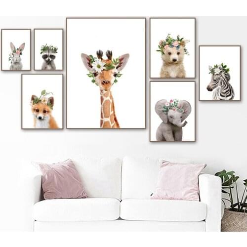 5D Diamond Embroidery Elephant Deer Zebra Fox Raccoon Rhinestone Mosaic Full Diamond Painting Cross Stitch Baby room decoration