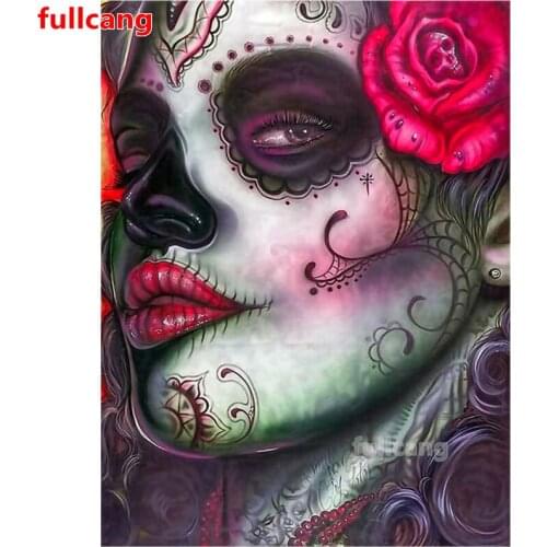 5D DIY Square round Diamond Painting Skull Woman Red Rose Cross Stitch Diy Diamond Embroidery picture Diamond Mosaic art JX2311
