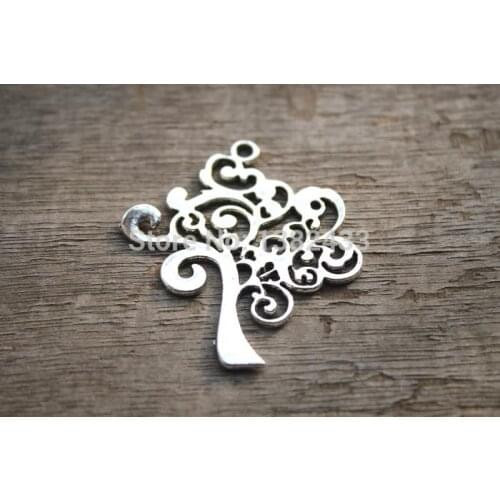 8pcs-Tree Charms, Antique Tibetan silver Life Tree Charm Pendants 42x38mm