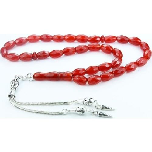 925 Sterling Silver Handmade Rosary with Natural Agate Stone and Facet Cutting