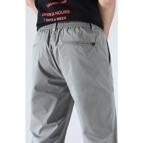 Ice Silk Korea Style Pants Men Fashion Elastic Waist Casual Man Ankle-Length Pants 2021 Summer Thin Trouser Men Black Khaki Gray