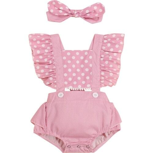 Toddler Newborn Baby Girls Clothes Two-piece Clothes Set Pink Square Collar Sleeveless Romper With Headdress Childrens Clothing
