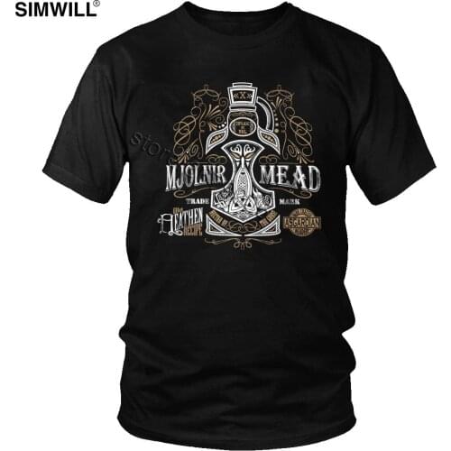 Retro Viking Mjolnir T-shirt Men Short Sleeves Thors Hammer Casual Tshirt Summer Graphic T Shirt Boyfriends Gift Clothing Tops