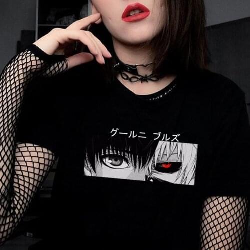 2021 fashion womens T-shirt Harajuku Gothic streetwear anime pattern Kawaii round neck cotton tees y2k clothes kpop Top women