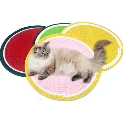 Cotton RopeCat Scratcher Mat Round Cat Grinding Claw Toy Cat Floor Scratching Pad Rug, Protect Carpets And Sofa Cat Accessories