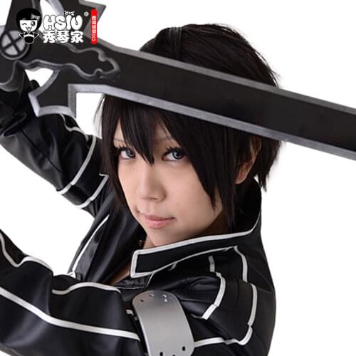 HSIU 30cm Short black wig Sword Art Online Cosplay Wig Kazuto or Kirito Costume Play Wigs Halloween party Anime Game Hair