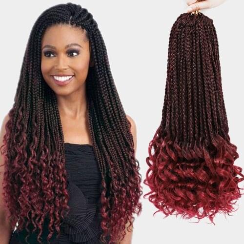 Faux Locs Synthetic Braiding Hair Wig Black Ombre Color 18Inch Box Braid Soft Dreadlocks 24Strands Crochet Hair For Women