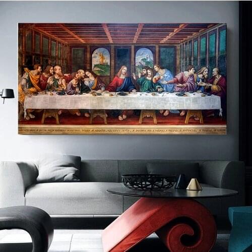 Last Supper Jesus Colored Canvas Painting Wall Art Picture Poster Print for Living Room Home Decor Wall Decoration Frameless