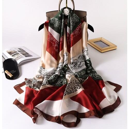 Classic Women Silk Scarf Female Horse Printed Scarves Ladies Beach Wrap Chiffon Shawl Sunscreen Soft Foulard Muffler Bandanna