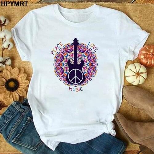 Cool guitar Printed T Shirt Women Harajuku Fashion Tshirt Female Graphic Short sleeve T-shirt femme tee Shirts funny clothing