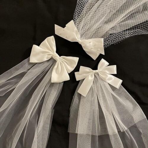 Lace Fairy Girls Bride Hair Clips Elegant Wedding Party Headwear Bow Knot Princess Hairpins Cute Hair Accessories For Women