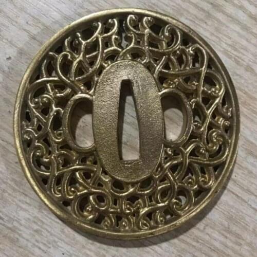 Brass Tsuba Hand Guard for Japanese Samurai Katana/Wakizashi/Tanto Sword DIY Accessories