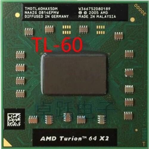 Original AMD cpu laptop Turion TL-60 CPU 1M Cache/2.0GHz/Socket S1/Dual-Core Laptop processor tl60 TL 60 free shipping