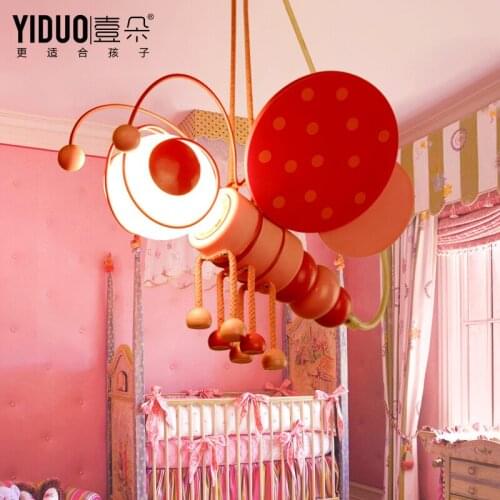 Cartoon Kids Bedroom Bee Pink Blue Ceiling Pendant Lamp Babys Room Chandelier Fixtures Droplight