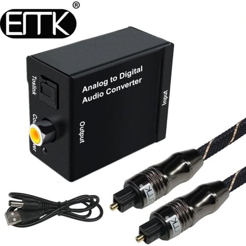 EMK Analog to Digital Audio TV Converter Adapter Optical Fiber Coaxial Toslink Signal Analog Audio Converter RCA for DVD