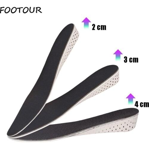 FOOTOUR 4D Height Increase Insoles Breathable Comfortable EVA Memory Foam Insole Soles for Shoes Men Women 2/3/5 cm Up Foot Pad