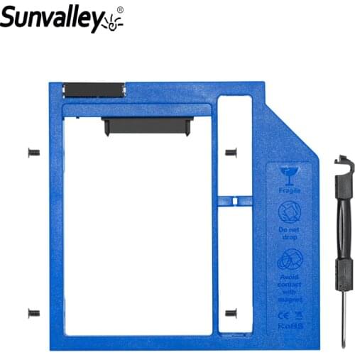 Sunvalley 9mm Universal SATA 3.0 2nd HDD Caddy For Laptop 9mm 9.5mm CD-ROM Optical Bay 2.5" SSD HDD Case support 2T Hard Drive