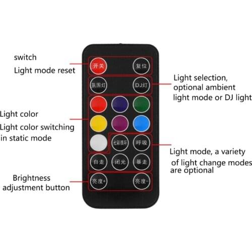 LED Ambient Lamp with Remote USB Rechargeable Vehicle Home Atmosphere lamp with Sound Active F19A