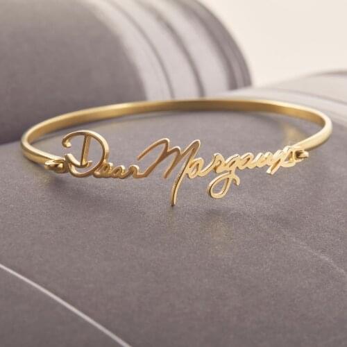 Artist Style Personalized Name Cuff Bangles For Women Men Jewelry Stainless Steel Handmade Custom Bracelets & Bangles Gifts